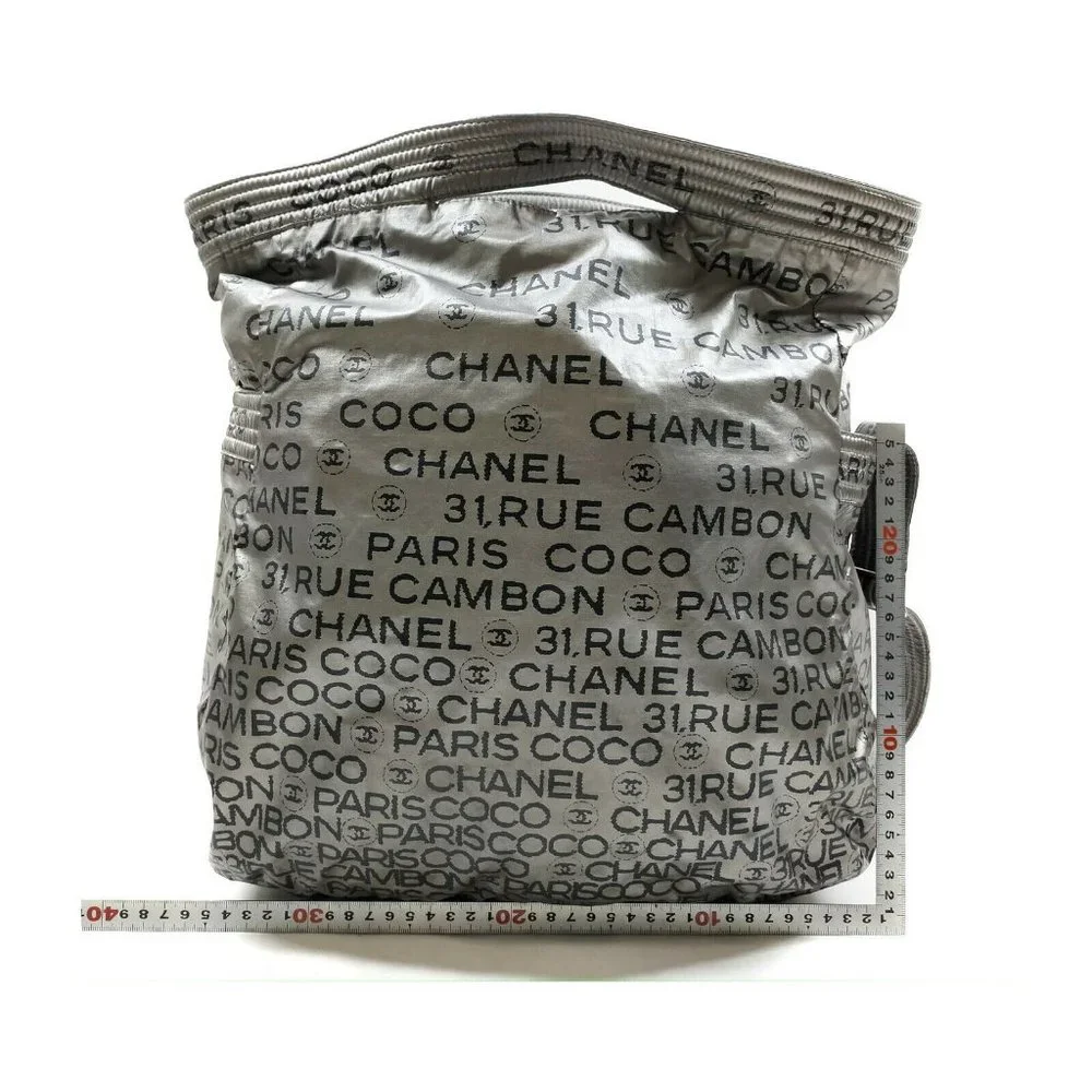 authentic Chanel Shoulder Bag Metalic Nylon